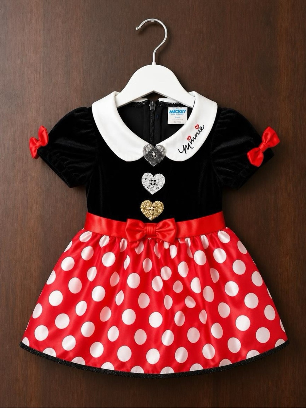 Disney Minnie Mouse Dress Costume 6-12M Velvet Polka Dot Dress Up Tulle Skirt